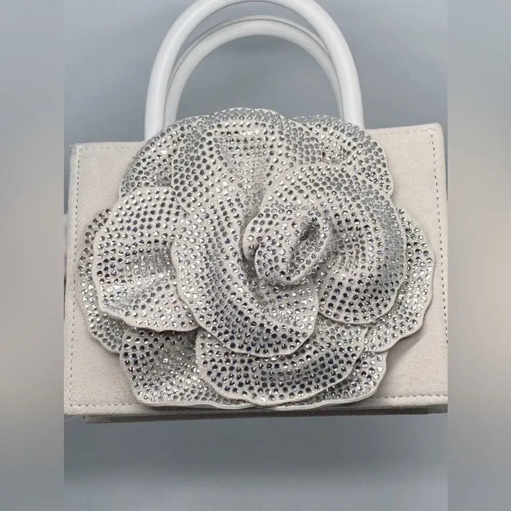 Mach & Mach Crystal Flower Suede Bag